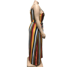 Load image into Gallery viewer, Large Women&#39;s Stripe Loose Dress with Belt and Suspender Summer