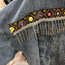 Load image into Gallery viewer, National Wind Embroidery  Old Water-washing and Denim Jacket.