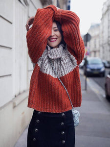 Casual Split-Joint High Neck Sweater