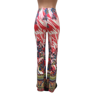 Fashion Pattern Printed Women's Bootcut Pants