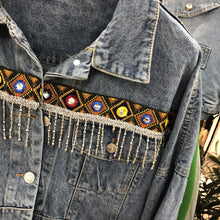 Load image into Gallery viewer, National Wind Embroidery  Old Water-washing and Denim Jacket.