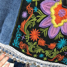 Load image into Gallery viewer, Heavy Industry Embroidery National Style Retro Old Loose Lapel Holiday Long Sleeve Denim Coat
