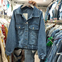 Load image into Gallery viewer, Heavy Industry Embroidery National Style Retro Old Loose Lapel Holiday Long Sleeve Denim Coat