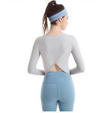 Load image into Gallery viewer, Fitness suit women&#39;s sports running Yoga Top quick dry Breathable rib Yoga long sleeve T-shirt