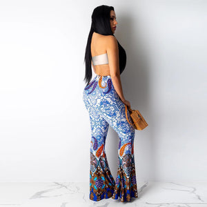 Fashion Pattern Printed Women's Bootcut Pants