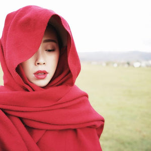 Warm Red Shawl  Red Scarf National Wind Oversized Scarf