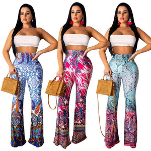 Fashion Pattern Printed Women's Bootcut Pants