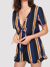 Load image into Gallery viewer, Print Deep V Neck Short Sleeve Jumpsuit Rompers