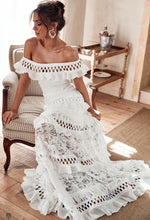 Load image into Gallery viewer, Women&#39;s Lace One Shoulder Lotus Leaf Wedding Evening Party Dress