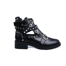 Load image into Gallery viewer, Round head stylish metal rivet belt buckle Martin boots women&#39;s boots.