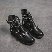 Load image into Gallery viewer, Round head stylish metal rivet belt buckle Martin boots women&#39;s boots.