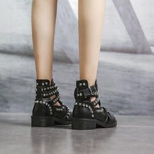 Load image into Gallery viewer, Round head stylish metal rivet belt buckle Martin boots women&#39;s boots.