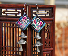 Load image into Gallery viewer, Handmade Embroidered Old Silver Retro National Style Earrings