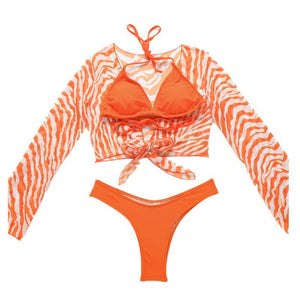 New Style Swimsuit Bikini Three-piece Mesh Swimwear