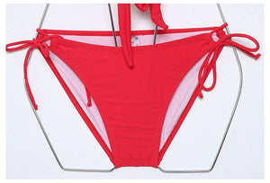 Solid Color Red Swimsuit Women Split Bikini Chest Strap High Waist Cover Belly Ins Style Show Thin Sexy Hot Spring Swimsuit