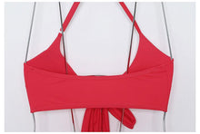 Load image into Gallery viewer, Solid Color Red Swimsuit Women Split Bikini Chest Strap High Waist Cover Belly Ins Style Show Thin Sexy Hot Spring Swimsuit