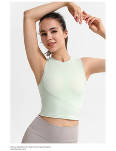 Sleeveless rib sports vest women's running fitness elastic tight-fitting yoga underwear