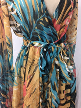 Load image into Gallery viewer, Chiffon Long Sleeves Dress Robe V Neck Floral Bohemian Boho Dress Long Dress Big Hem Maxi Dress