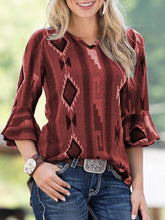 Load image into Gallery viewer, Spring New Blend Casual Middle Sleeve  Printed Shirt T-Shirt