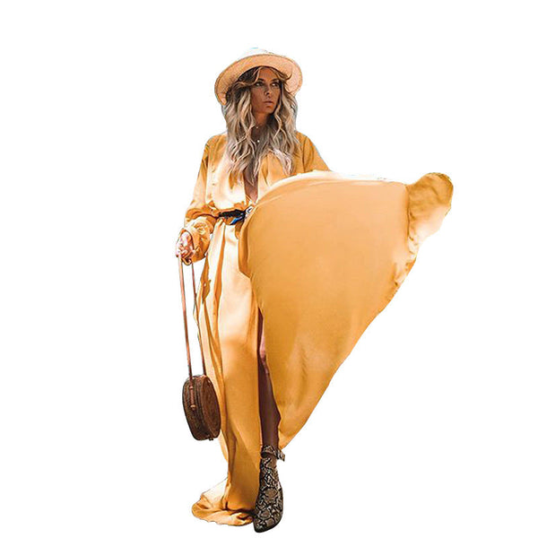 New Fashion Loose Pure Color Long Sleeve Lace Up Long Cardigan Jacket