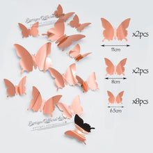Load image into Gallery viewer, 12Pcs 4D Hollow Vlinder Muur Sticker Diy Home Decoratie Muurstickers Bruiloft Bruiloft Decors Vlinder Kinderkamer Decors