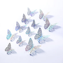 Load image into Gallery viewer, 12Pcs 4D Hollow Vlinder Muur Sticker Diy Home Decoratie Muurstickers Bruiloft Bruiloft Decors Vlinder Kinderkamer Decors