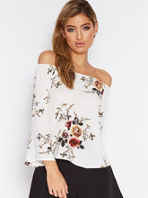 Load image into Gallery viewer, Pretty Floral Off Shoulder Trumpet Sleeve Bohemia Blouse Shirt Tops