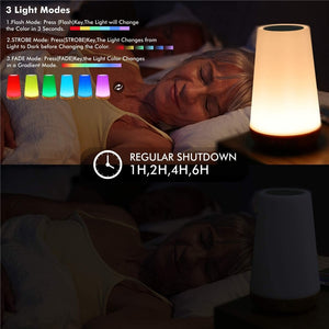 13 Color Changing Night Light RGB Remote Control Touch Dimmable Lamp Portable Table Bedside Lamps USB Rechargeable Night Lamp