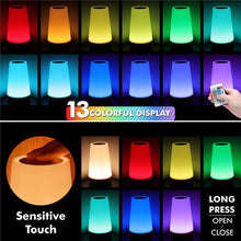 Load image into Gallery viewer, 13 Color Changing Night Light RGB Remote Control Touch Dimmable Lamp Portable Table Bedside Lamps USB Rechargeable Night Lamp