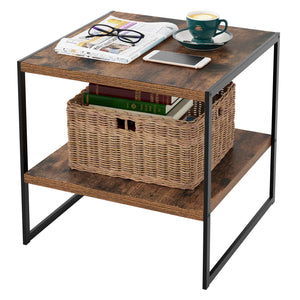 Industrial Bedside Table Corner Desk Rustic Coffee Table with Storage Cabinet Vintage Metal Side End Table Unit Indoor Furniture