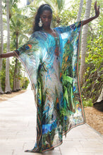 Load image into Gallery viewer, Chiffon Printed Green Peacock Feather Loose Large Beach Bikini Blouse