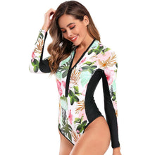 Load image into Gallery viewer, One Piece Wetsuit Swimsuit Women&#39;s Sexy Sport Long Sleeve Printed Surf Swimsuit Monokini