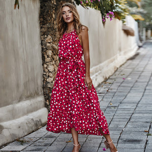 Summer polka dot holiday style swing dress