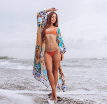 Load image into Gallery viewer, cotton print holiday sunscreens cardigan beach jacket bikini bathing suit beach blouse