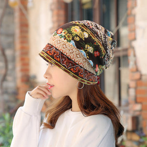 Pullover hat ethnic style bag head hat pile hat dual-purpose bib