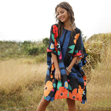 Load image into Gallery viewer, Fashion Fluffy Loose Dress Round Neck Bat Sleeve Women&#39;s Dress