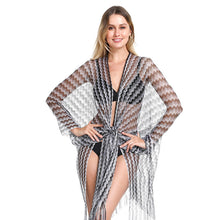 Load image into Gallery viewer, Ethnic Style Shawl, Colorful Slit Beach Scarf, Tassel Scarf