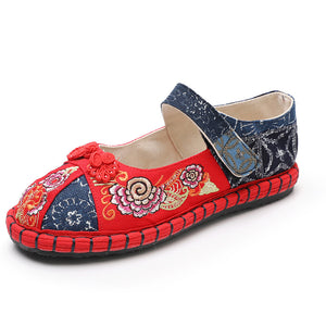Women's Spring and Autumn Middle-aged and Elderly Thousand-layer Embroidered Shoes Ethnic Embroidery Flat Shoes