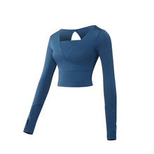 Load image into Gallery viewer, Cushion upgrade European and American women&#39;s sports yoga suit dress fast dry clothes gym long sleeve t shirt