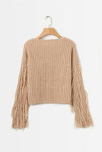 Load image into Gallery viewer, Solid Color Round Neck Long Sleeve Tassel Sweater