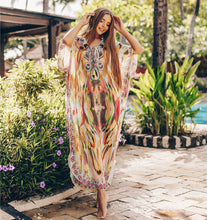 Load image into Gallery viewer, Chiffon Printed Snake Pattern Beach Sun Proof Shirt Holiday Long Dress Beach Swimsuit Cover Up