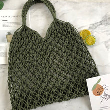 Load image into Gallery viewer, 9 Colors Handmade Beach Pure Ins Women&#39;s Bag Summer Hollow Mesh Woven Bag Forest Grass Woven Bag Holiday Handmade Cotton Rope Mesh Bag Beach Bag