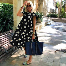 Load image into Gallery viewer, New Style Daisy Flower Printed Short Sleeve Big Swing Dress