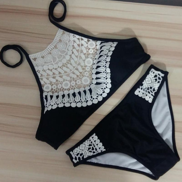 Sexy Lace Beach Swimwear Bikini Two Pieces Set