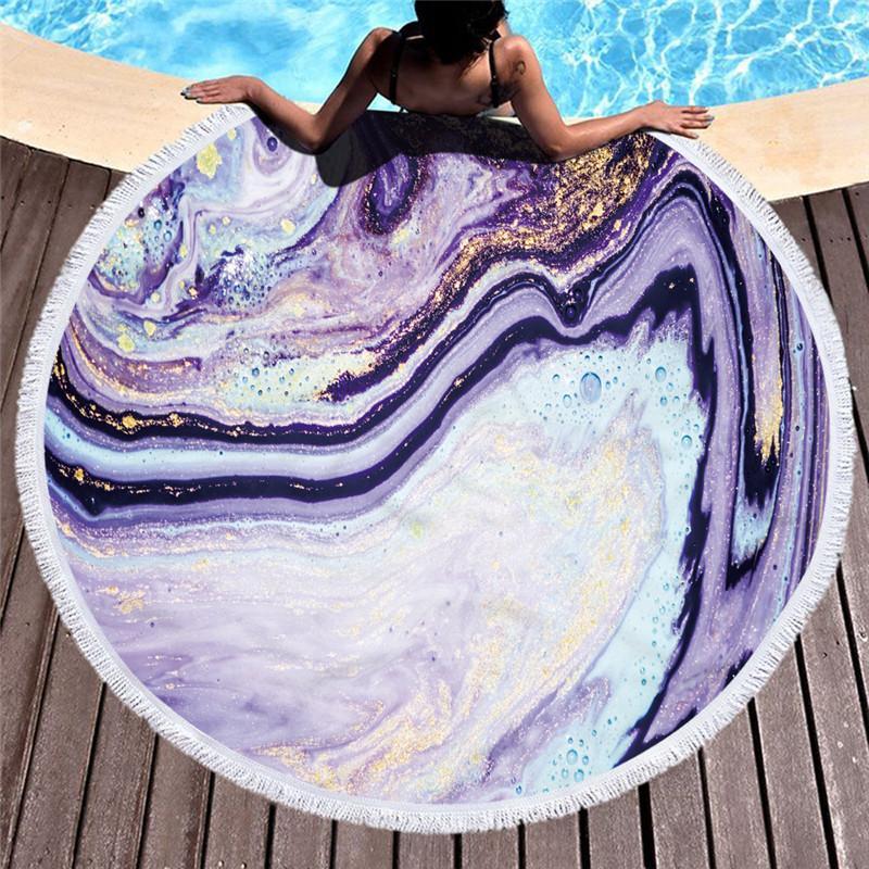 Big Round Beach Towel Colorful Quicksand Print Shower Bath Towels Beach Mat