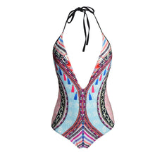 Load image into Gallery viewer, New Printed Color-blocking Geometric One-piece Swimsuit