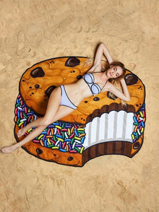 Printed New Beach Towel Shawl Chocolate Sandwich Biscuit Mat