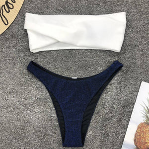 3 Colors Split Swimsuit Flashing Irregular Bikini Sexy Stitching