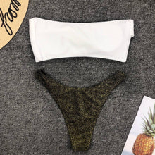 Load image into Gallery viewer, 3 Colors Split Swimsuit Flashing Irregular Bikini Sexy Stitching