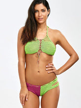 Load image into Gallery viewer, Contrasting Classic Hand Hook Wool Split Women&#39;s Bikini